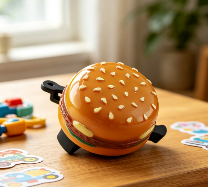 Hamburger-Shaped Bicycle Bells, Creative and Personalized, Suitable for Bicycles, Balance Bikes, and Scooters, Essential Riding Accessory