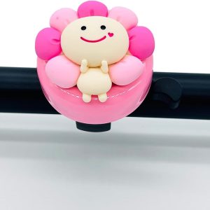Girls Bicycle Bell, Pink Flower Fairy Design Aluminum Bike Bell, Cute Children's Cycling Accessory