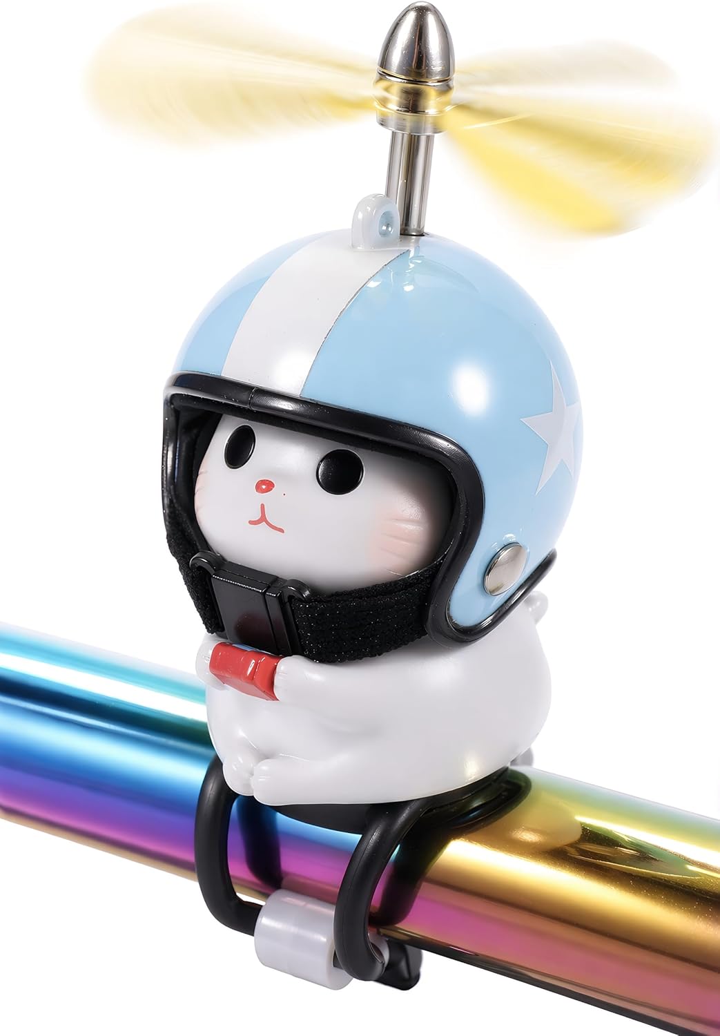 Cat Decoration Bicycle Accessory, Cute Animal Handlebar Ornament with Propeller Design for Bikes and Vehicles